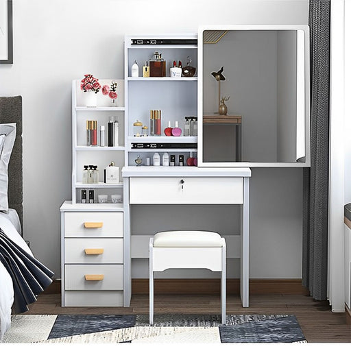 White Light - Up Makeup Vanity with Drawers Sliding LED Mirror and Cushioned Stool - Monsta Online