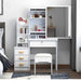 White Light - Up Makeup Vanity with Drawers Sliding LED Mirror and Cushioned Stool - Monsta Online