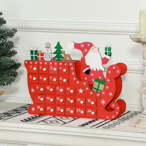 Wooden Christmas Advent Calendar with 24 Countdown Drawers Red - Monsta Online