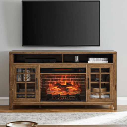 55 Inch Electric Fireplace TV Stand with Storage in Reclaimed Barnwood - Monsta Online
