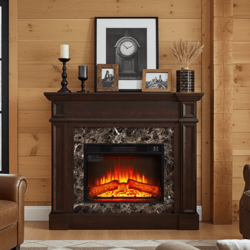 46 Inch Electric Mantel Fireplace Heater with Remote and 3 Flame Brightness Levels - Monsta Online