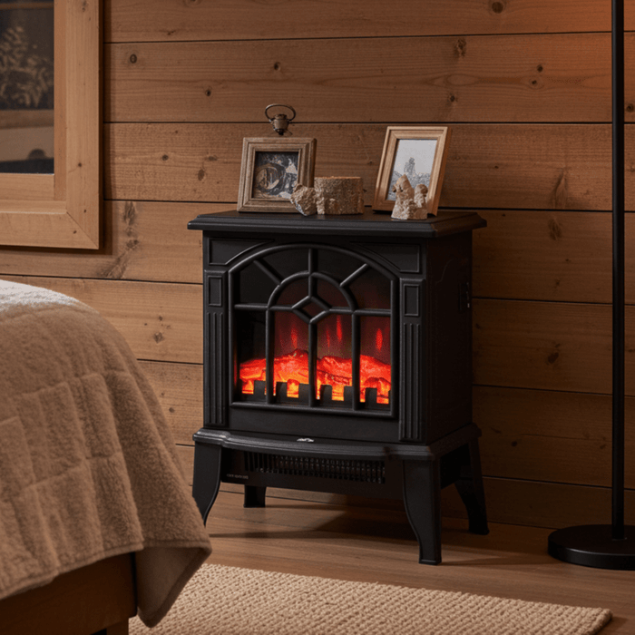 18" Black Electric Fireplace Stove with Realistic Flame - Monsta Online