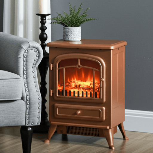 22 Inch Dark Brown Freestanding Electric Fireplace Heater with Realistic Flames - Monsta Online