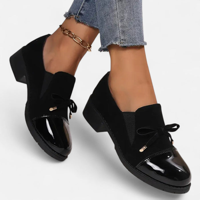 Women's Bow - Detail Moccasin Loafers – Leather Slip - On Flats for Casual & Smart Wear - Monsta Online