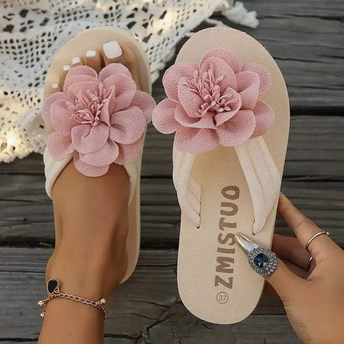 Amara Floral Slide Sandals for Women – Cushioned Mid - Heel Slip - On for Everyday Comfort & Style - Monsta Online