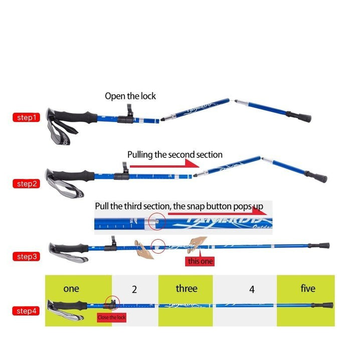 Lightweight Adjustable Trekking Poles – Foldable Aluminum Hiking & Walking Sticks - Monsta Online