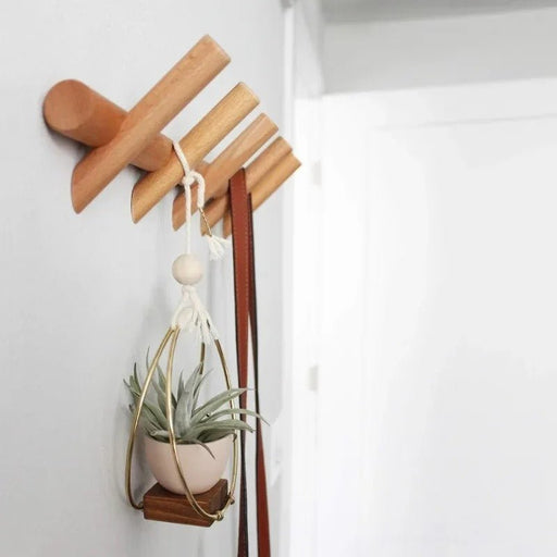 Maeve Solid Oak Wall Rack – Scandinavian Peg Coat Hook Organizer for Entryway & Hallway - Monsta Online