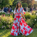 Women's Elegant Robe Dress – Waist - Flattering Wrap Style in Blue & Red for Any Occasion - Monsta Online