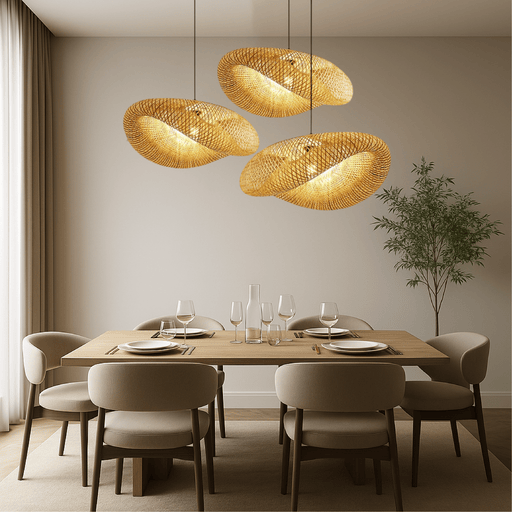 Bamboo Pendant Light – Natural Woven Ceiling Lamp - Monsta Online