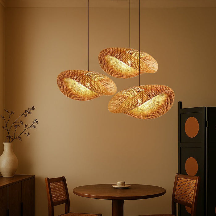 Bamboo Pendant Light – Natural Woven Ceiling Lamp - Monsta Online