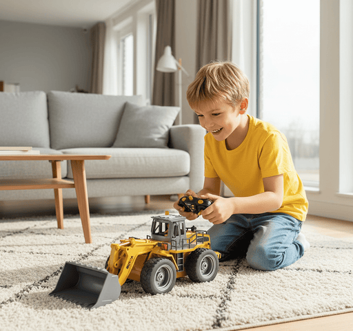 1:18 Scale 4WD RC Front Loader with Lights - 9 Channel Toy Tractor with Dual Batteries for Kids - Monsta Online