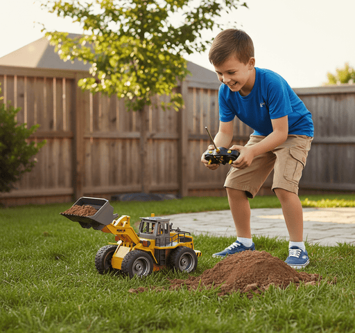 1:18 Scale 4WD RC Front Loader with Lights - 9 Channel Toy Tractor with Dual Batteries for Kids - Monsta Online