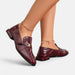 Women's Burgundy Single Strap Loafers – Elegant Cushioned Slip - On Shoes for Work & Everyday Wear - Monsta Online