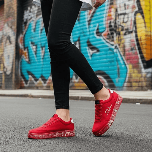 Women's Lace - Up Canvas Sneakers – Breathable Graffiti Design for Trendy Casual Style - Monsta Online