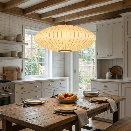 Italian Silk Pendant Light – Luxury Fabric Shade LED Fixture - Monsta Online