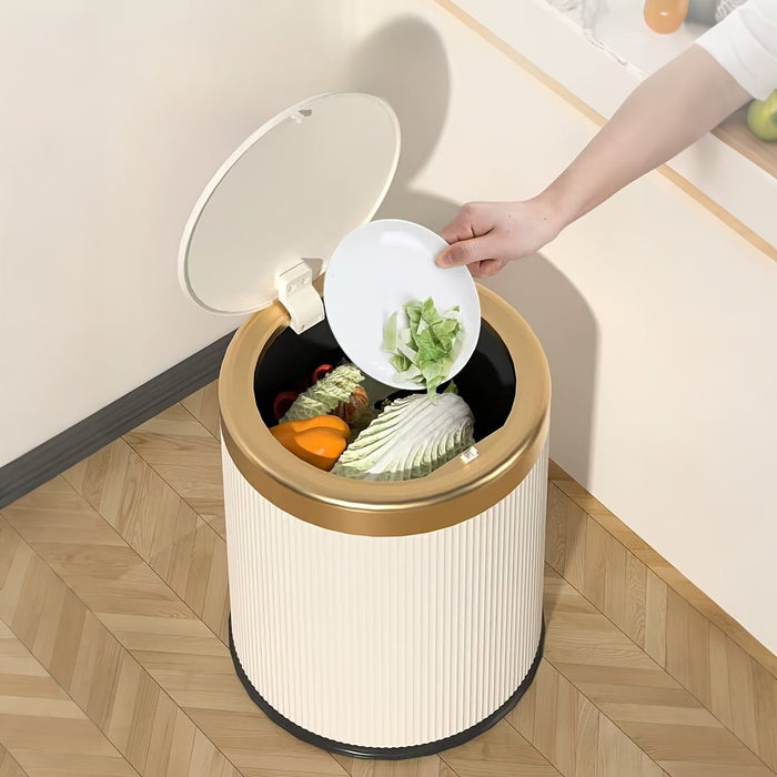 Oval Press - Top Trash Can – Luxury Gold - Accent Waste Bin with Dual Inner Buckets & Odour Seal - Monsta Online