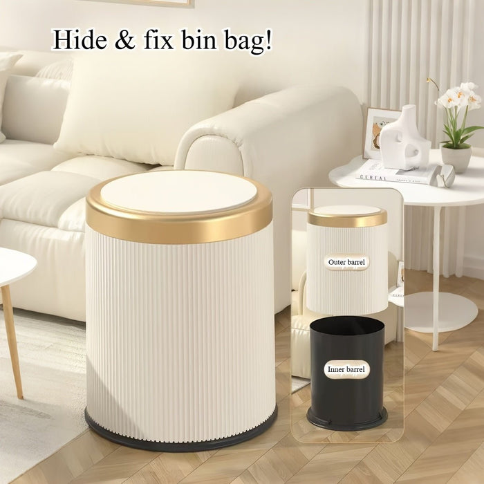 Oval Press - Top Trash Can – Luxury Gold - Accent Waste Bin with Dual Inner Buckets & Odour Seal - Monsta Online