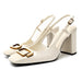 Rhinestone Slingback Heels – Women's 8cm Block Heel Office Shoes - Monsta Online