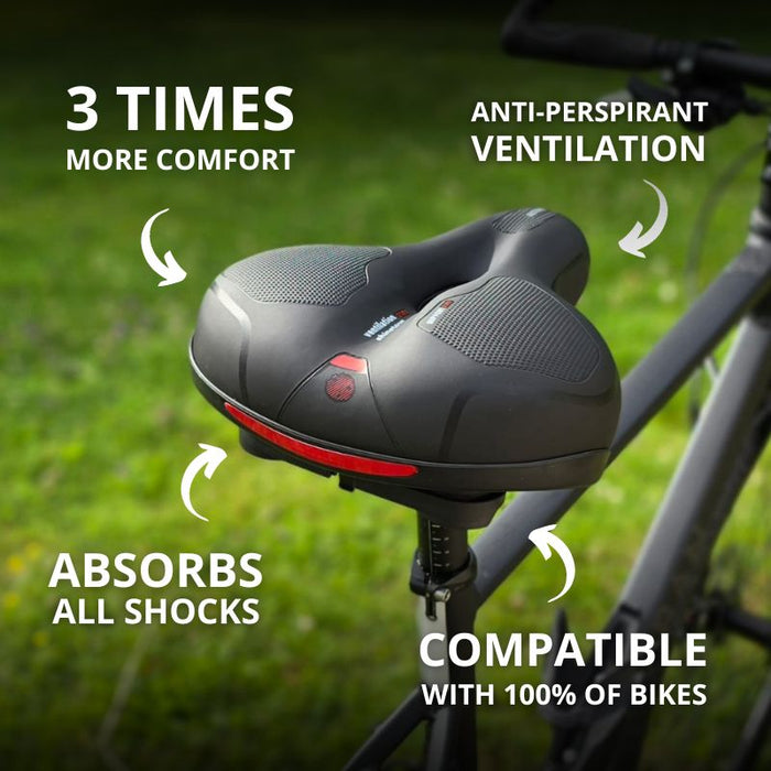 Premium Comfort Bike Seat with Safety Rear Light and Protective Cover – Pain - Free Ride - Monsta Online