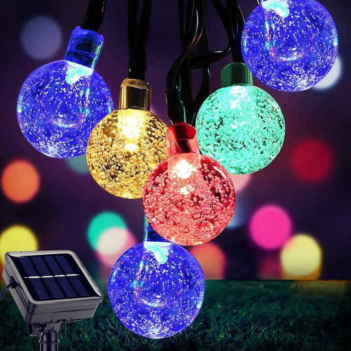 Crystal Ball Christmas Solar String Lights 4 - Color 8 Modes Waterproof Outdoor Balcony Garden - Monsta Online