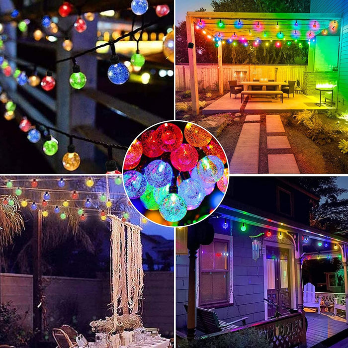 Crystal Ball Christmas Solar String Lights 4 - Color 8 Modes Waterproof Outdoor Balcony Garden - Monsta Online
