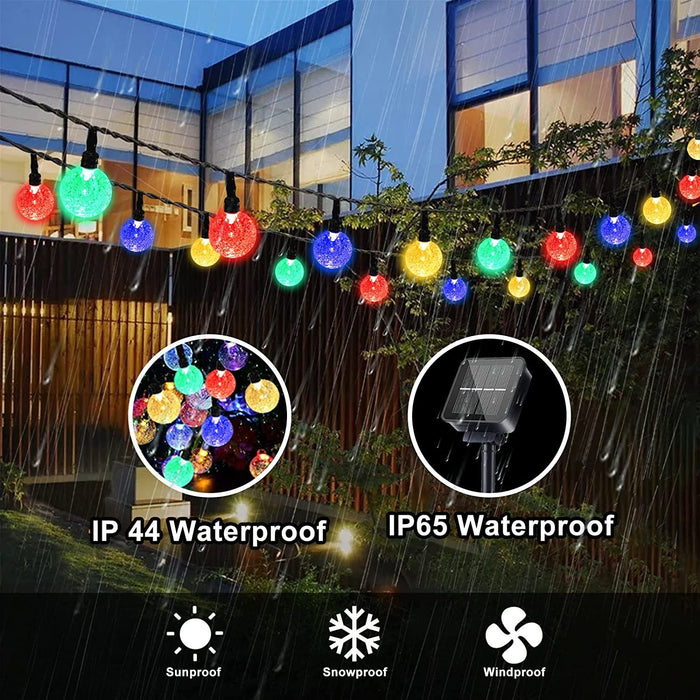 Crystal Ball Christmas Solar String Lights 4 - Color 8 Modes Waterproof Outdoor Balcony Garden - Monsta Online