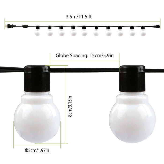 11.5ft Christmas Globe String Lights Warm White for Patio Garden and Holiday Decor