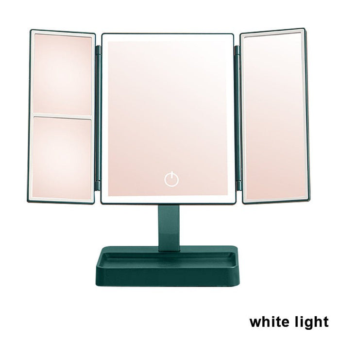 Foldable LED Makeup Mirror with LED Lights and Rechargeable Battery - Monsta Online
