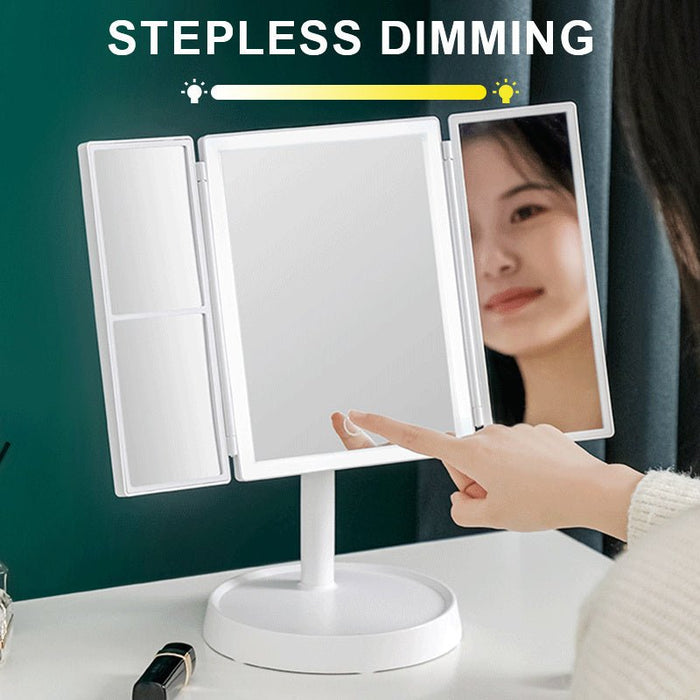 Foldable LED Makeup Mirror with LED Lights and Rechargeable Battery - Monsta Online
