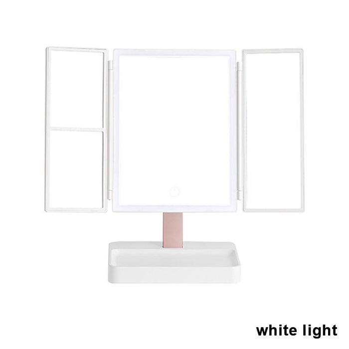 Foldable LED Makeup Mirror with LED Lights and Rechargeable Battery - Monsta Online