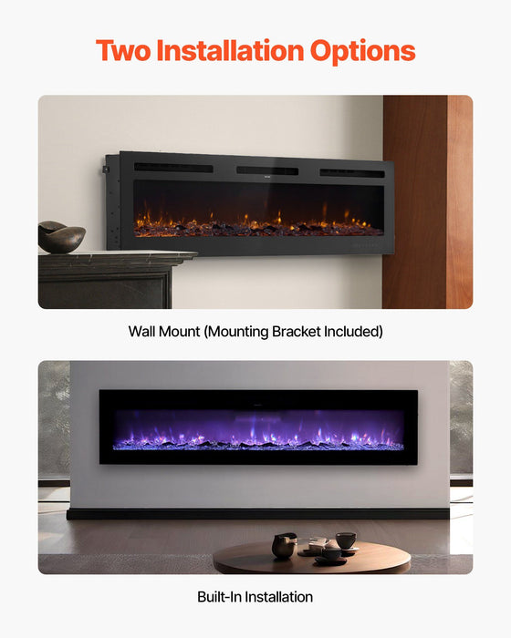72 inch Modern Electric Fireplace Insert for Wall or Recessed Use with Remote - Monsta Online