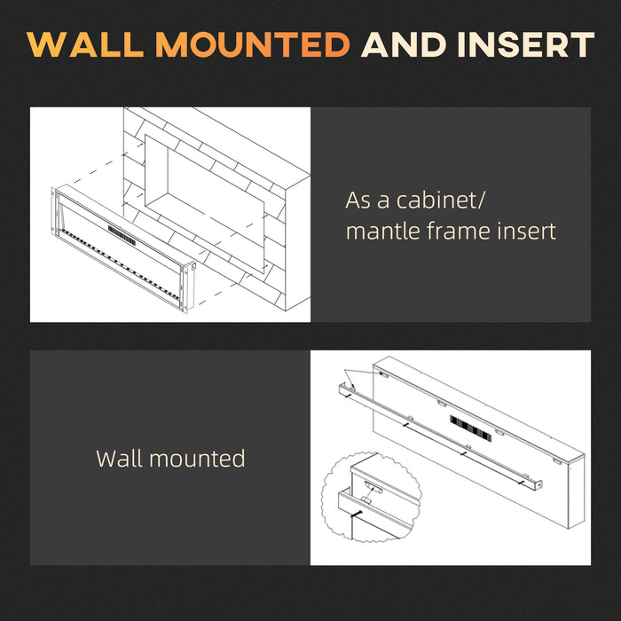 36 Inch Wall Mounted and Recessed Electric Fireplace Insert with Remote - Monsta Online