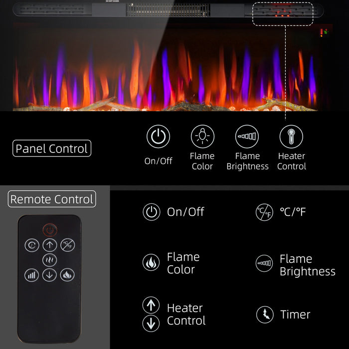 36 Inch Wall Mounted and Recessed Electric Fireplace Insert with Remote - Monsta Online