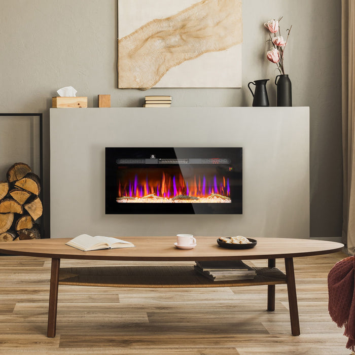 36 Inch Wall Mounted and Recessed Electric Fireplace Insert with Remote - Monsta Online