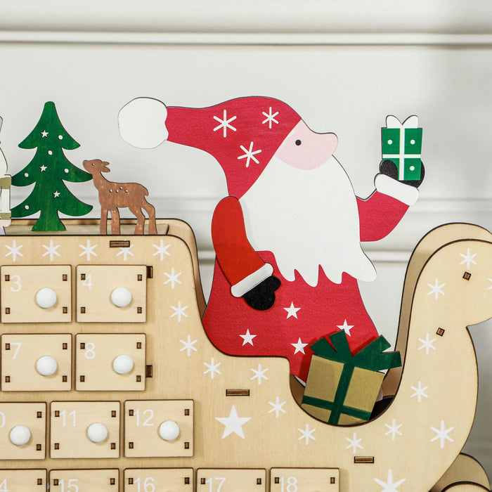 Christmas Wooden Advent Calendar with Santa Sleigh and 24 Surprise Drawers - Monsta Online