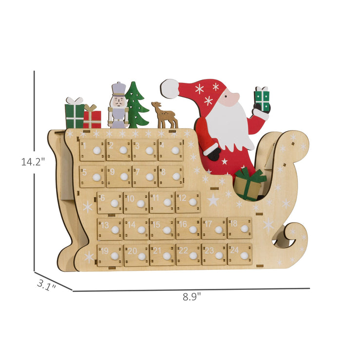 Christmas Wooden Advent Calendar with Santa Sleigh and 24 Surprise Drawers - Monsta Online