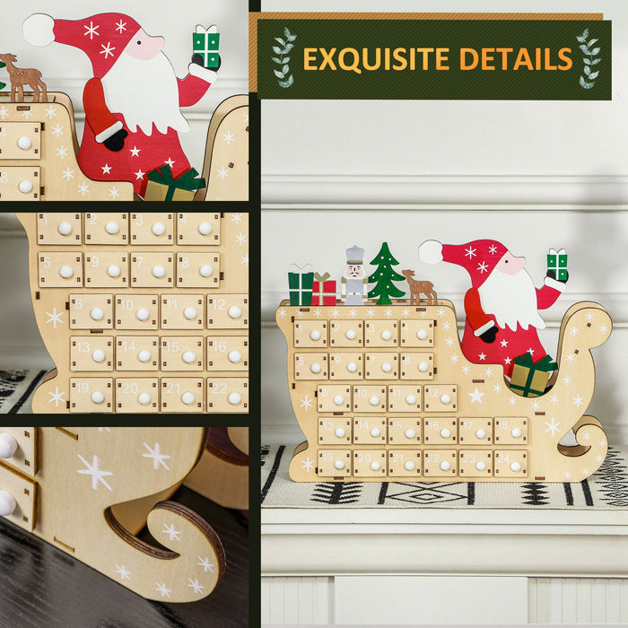 Christmas Wooden Advent Calendar with Santa Sleigh and 24 Surprise Drawers - Monsta Online