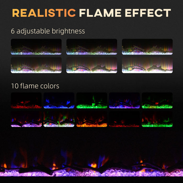 50 Inch Recessed Electric Fireplace Insert Wall Mountable with Adjustable Flames and Remote - Monsta Online