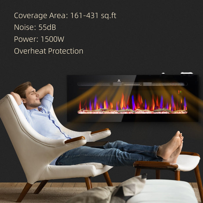 50 Inch Recessed Electric Fireplace Insert Wall Mountable with Adjustable Flames and Remote - Monsta Online