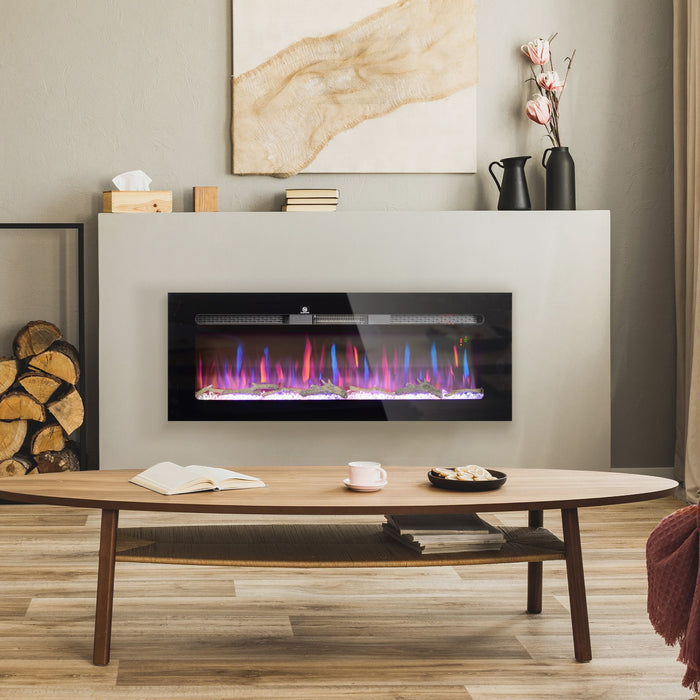 50 Inch Recessed Electric Fireplace Insert Wall Mountable with Adjustable Flames and Remote - Monsta Online