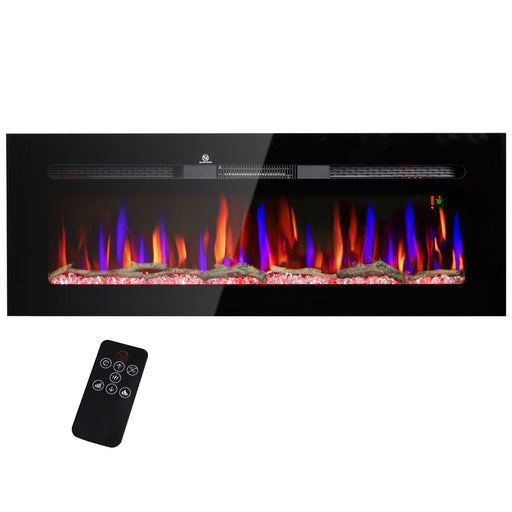 50 Inch Recessed Electric Fireplace Insert Wall Mountable with Adjustable Flames and Remote - Monsta Online