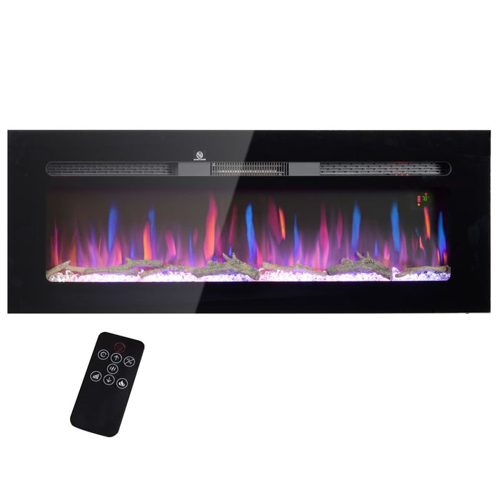50 Inch Recessed Electric Fireplace Insert Wall Mountable with Adjustable Flames and Remote - Monsta Online