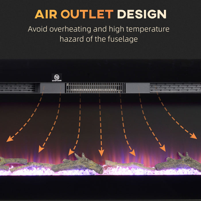 50 Inch Recessed Electric Fireplace Insert Wall Mountable with Adjustable Flames and Remote - Monsta Online