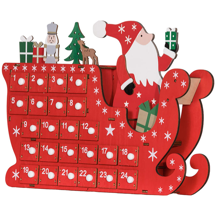 Wooden Christmas Advent Calendar with 24 Countdown Drawers Red - Monsta Online
