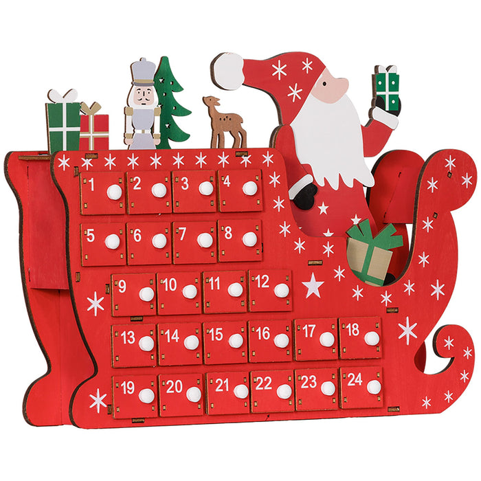 Wooden Christmas Advent Calendar with 24 Countdown Drawers Red - Monsta Online