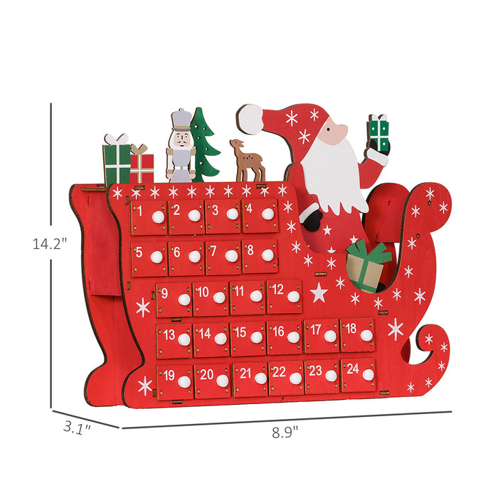 Wooden Christmas Advent Calendar with 24 Countdown Drawers Red - Monsta Online