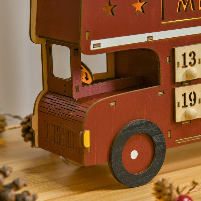 Light - Up Wooden Christmas Advent Calendar Bus with Daily Surprises - Monsta Online