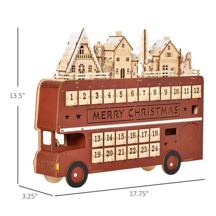 Light - Up Wooden Christmas Advent Calendar Bus with Daily Surprises - Monsta Online