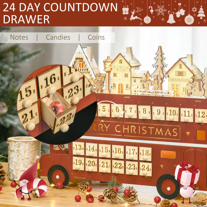 Light - Up Wooden Christmas Advent Calendar Bus with Daily Surprises - Monsta Online