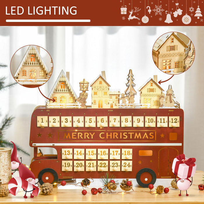 Light - Up Wooden Christmas Advent Calendar Bus with Daily Surprises - Monsta Online